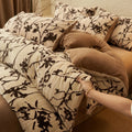 Luxury Milk Velvet Bedding Set, Floral Duvet Cover, Warm Flannel Fleece Linens