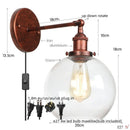 Axyaa Glass Globe LED Wall Light - Rustic Vintage Industrial Mirror Fixture