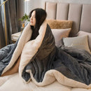 Axyaa Double Sided Wool Throw Blanket Queen Size Bed Cover