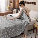 Axyaa Cotton Throw Blanket: Breathable Summer Comforter Quilt, Letter Leaf Design.