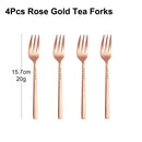 Axyaa Stainless Steel Coffee Fork Set, Mirror Gold Cutlery, Durable Fruit Forks