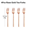 Axyaa Stainless Steel Coffee Tea Fruit Fork Set, 6/12Pcs Gold Sliverware Cake Ice Cream