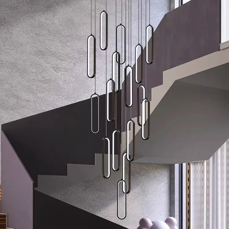 Axyaa Staircase Chandeliers: Modern LED Pendant Light Lamps for Living Room