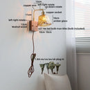 Axyaa Glass Wood LED Wall Lights - Up Down Rotate Wabi Sabi Bedside Lamp