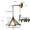 Axyaa Tiffany Yellow Glass Wall Sconce LED Light Fixture Copper Pull Chain