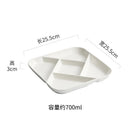 Axyaa Square Ceramic Multi Grid Snack Platter - White Dessert Sushi Plate