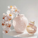 Axyaa Pink Marble Glass Vase – Elegant Home Decor Accent for Living Room