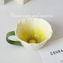 Axyaa Flower Shape Ceramic Coffee Cup Pair Office Home Mug