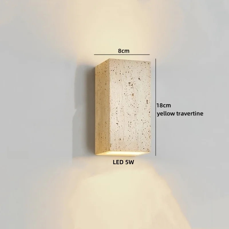 Axyaa Black Travertine Stone LED Wall Light for Chic Indoor Decor