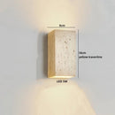 Axyaa Black Travertine Stone LED Wall Lamp - Unique Wabi Sabi Art Design