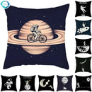 Axyaa Moon Astronaut Rocket Sofa Pillow Cover Cushion Polyester Throw TestCase