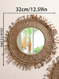 Axyaa Macrame Round Mirror | Boho Aesthetic Room Decor for Bedroom & Living Room
