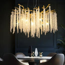 Axyaa Luxury Tassel Crystal Chandelier LED Pendant Lights for Living and Bedroom
