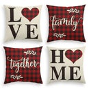 Axyaa Red Black Plaid Linen Pillow Cover - Customize 40x40 50x50 60x60
