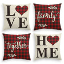 Axyaa Red Black Plaid Linen Pillow Cover for Valentine’s Day Décor
