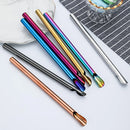 Axyaa Stainless Steel Straw Spoon Set with Brush - Durable, Reusable, & Stylish
