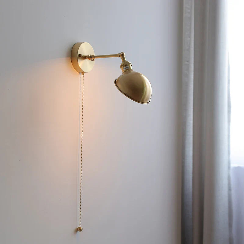 Axyaa Nordic LED Wall Lamp for Bedroom Bedside, Modern Copper Arm, Up Down Rotate, Bathroom Mirror Light