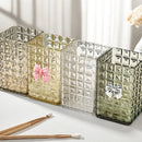Axyaa Clear Square Makeup Brush Holder with Bow Decoration - Cosmetic Storage Box