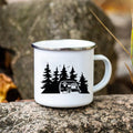 Axyaa Campfire Enamel Mug | Happy Camping Adventure Cups | Camper Van Gift