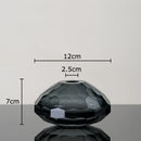 Axyaa Hexagonal Texture Glass Vase - Round Floral Vase for Desk Decoration and Flower Arrangement