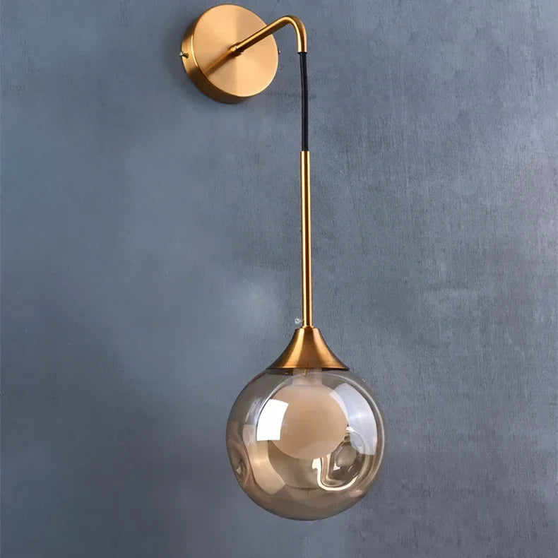 Axyaa Gold Glass Ball LED Wall Sconce - Modern Nordic Indoor Lighting Fixture