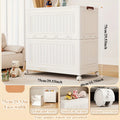 Axyaa 75cm Large Capacity Foldable Toy Storage Box with Wheels, White