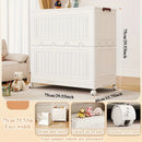 Axyaa 75cm Large Capacity Foldable Toy Storage Box with Wheels, White