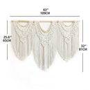 Axyaa Macrame Wall Hanging Tapestry Wooden Stick Boho Decor Tassel Curtain • Hand-Woven Wedding Backgrou