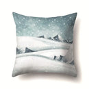 Axyaa Winter Snow Scene Print Pillow Cover 45X45CM