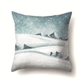 Axyaa Winter Snow Scene Print Pillow Cover for Home Decor 45X45CM