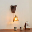 Axyaa Walnut Copper LED Wall Sconce with Pull Chain Switch