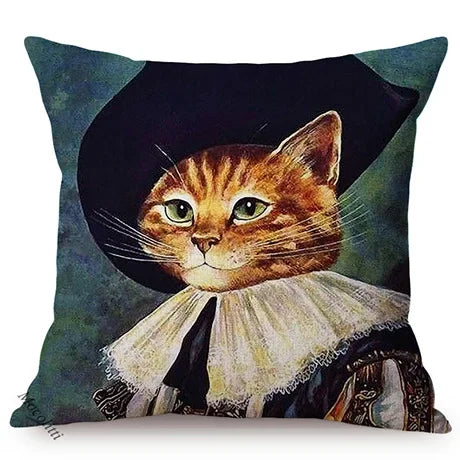 Axyaa Cat Portrait Nordic Art Pillow Cover