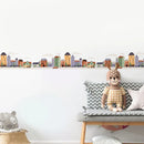 Axyaa Nursery Wall Stickers Car Buildings Border Kids Bedroom Decor Waterproof