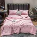 Axyaa Ice Silk Embroidered Quilt Set - Luxury European Style Cooling Blanket