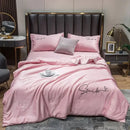 Axyaa Ice Silk Embroidered Quilt Set - Luxury European Style Cooling Blanket