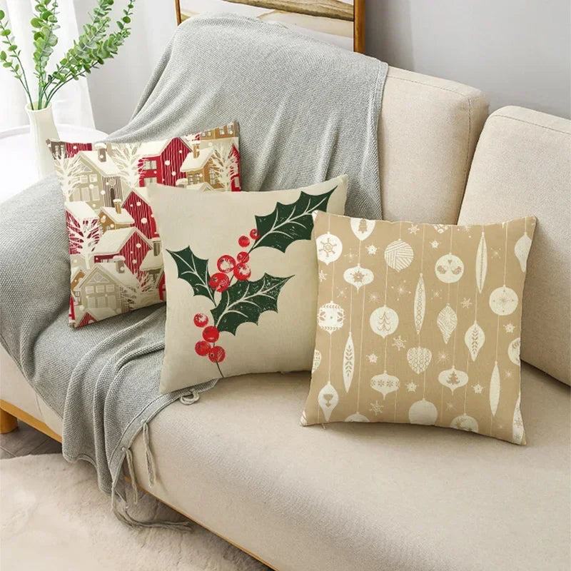 Axyaa Christmas Plant Series Pillow Covers - Festive Home Décor