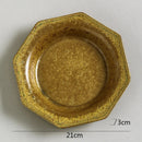 Axyaa Octagonal Ceramic Dessert Plate: Vintage Serving Tableware for Restaurant and Home