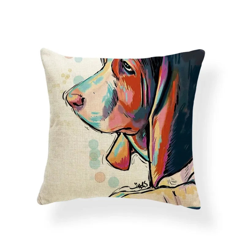Axyaa Golden Retriever Linen Pillowcase: Decorative Square Cushion Cover