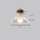 Axyaa Modern Wood Glass LED Ceiling Light for Kitchen Living Room Decor