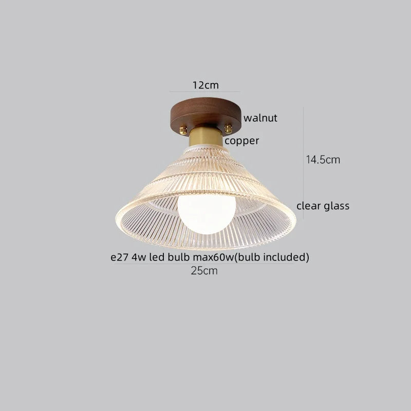 Axyaa Modern Wood Glass LED Ceiling Light for Kitchen Living Room Decor