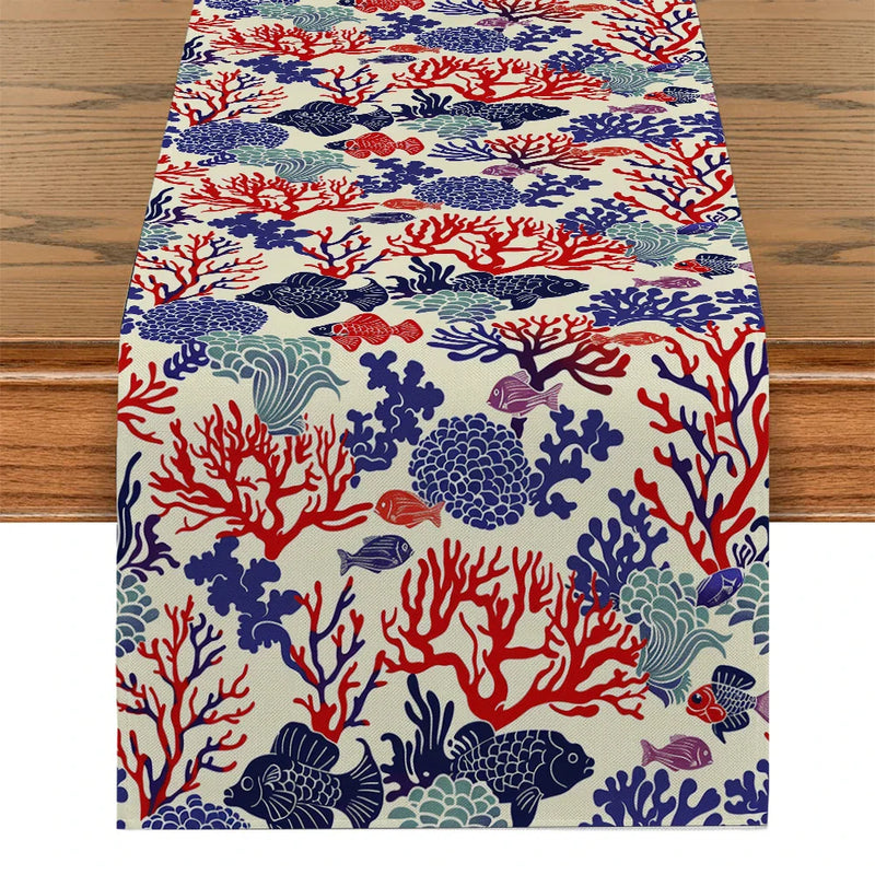 Axyaa Coral Table Runner for Rustic Dining Decor - Wedding Party Home Coffee Hotel