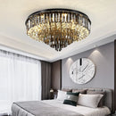 Axyaa Smoky Gray Crystal LED Ceiling Chandelier - Modern Living Room Pendant Lamp