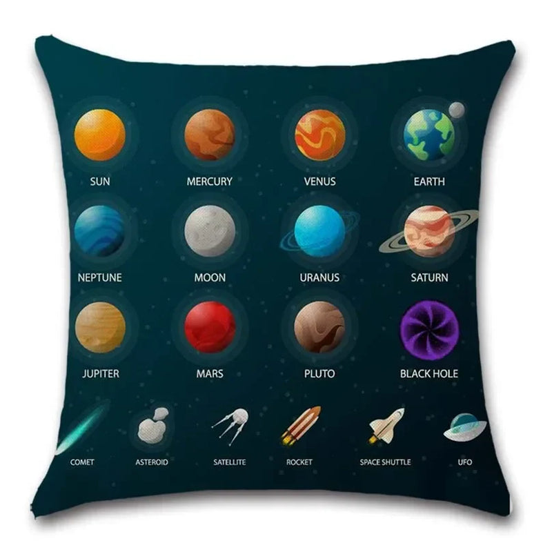 Solar System Sun Planet Print Cushion Cover 45X45CM for Axyaa Brand