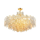 Axyaa Gold Steel Crystal LED Pendant Chandelier