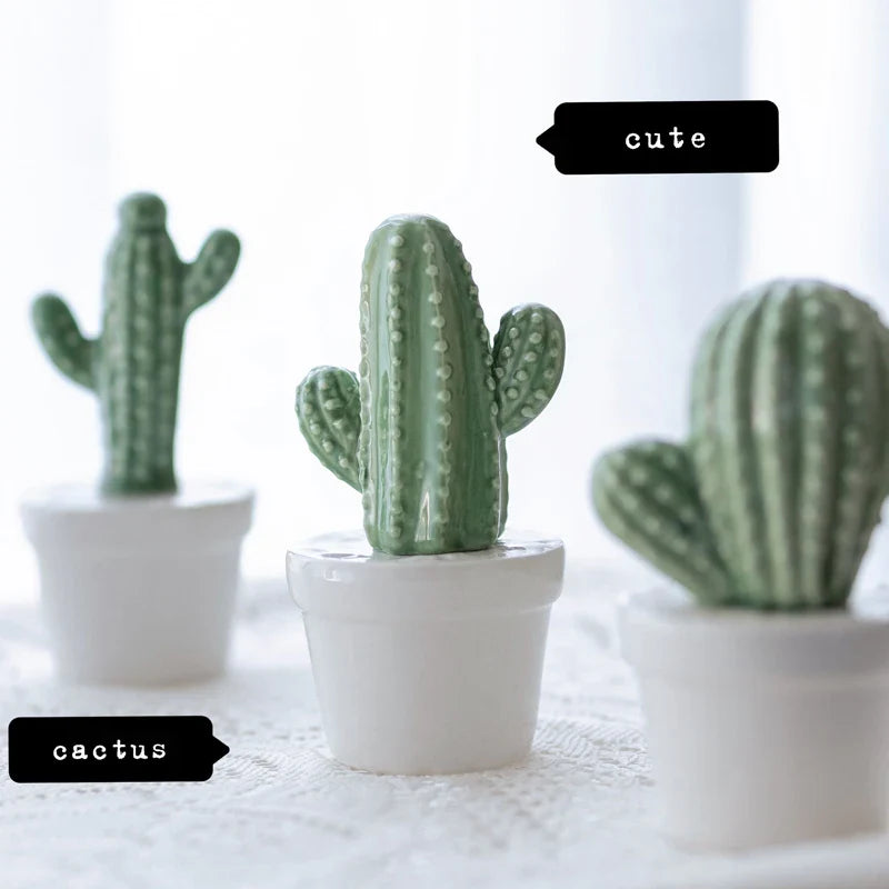 Axya Ceramic Cactus Ornaments: Modern Nordic Decor for Home, Garden, and Fashion