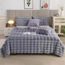 Luxurious Toscana Rabbit Fur Blanket by Axyaa: Soft Double-sided Bubble Fleece Blanket