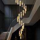 Axyaa Crystal Chandelier Stair Pendant Light Living Room Interior Lighting