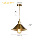 Axyaa Vintage Golden E27 Pendant Lamp with Plug for Living Room