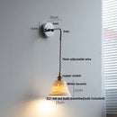 Axyaa Nordic LED Wall Sconce Pull Chain Switch Bedside Lamp Fixtures White Ceramic