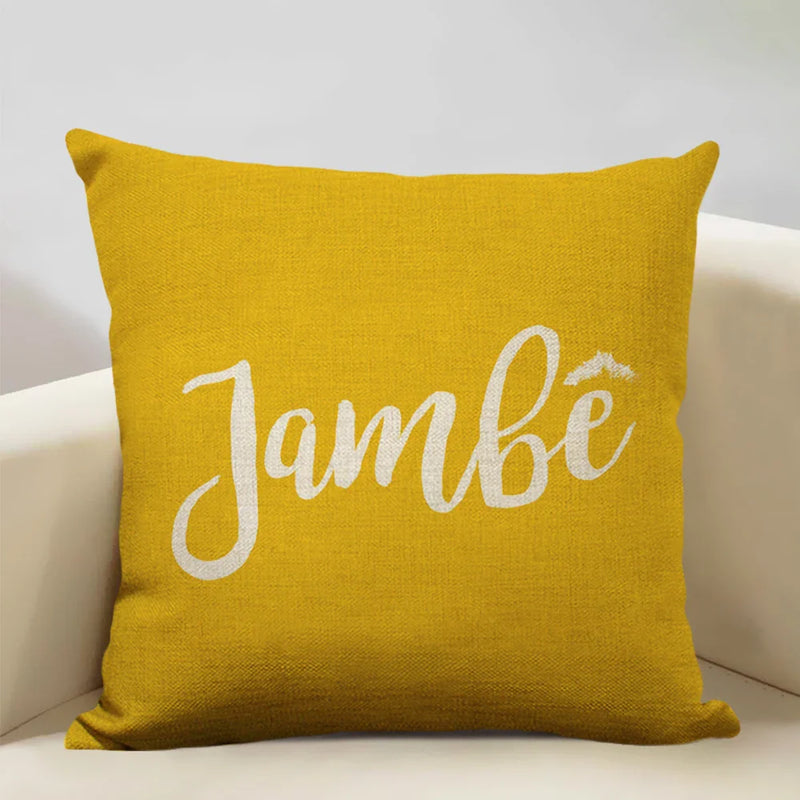 Axyaa Black White Yellow English Letter Design Linen Pillowcase 45x45cm